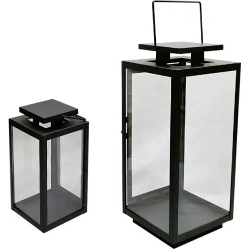 Classic square mirror square lantern metal candle holder holder