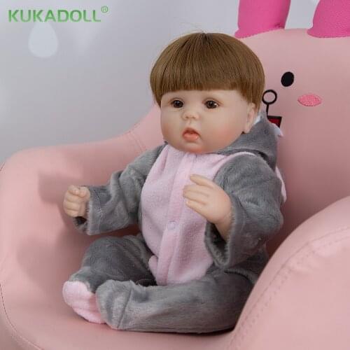 Reborn Babies Doll Cloth Body KUKADOLL 17 Inch With Plush Elephant Hoodie Toy For Kids Chirdrens Day Birthday Present