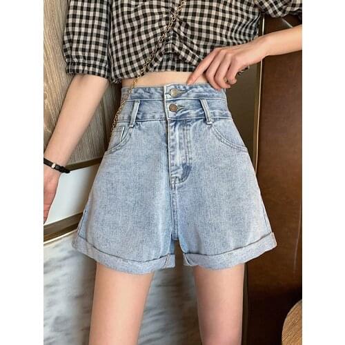 2020 Summer new loose small jeans women high waist thin wide leg shorts