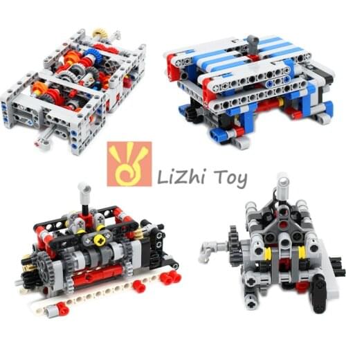 Technology MOC Mechanical Group Engine Gearbox 4 6 8 Speeds with Reverse and Neutral DIY Building Blocks Bricks Compatible Car