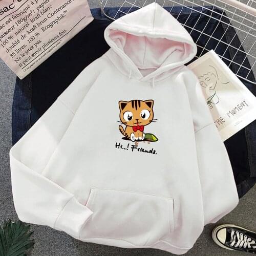 Cute Kitten English Alphabet Print Winter Harajuku Sweatshirt Kawaii Hoodies Korean Style Womens Jacket Soft Sprout Pullover