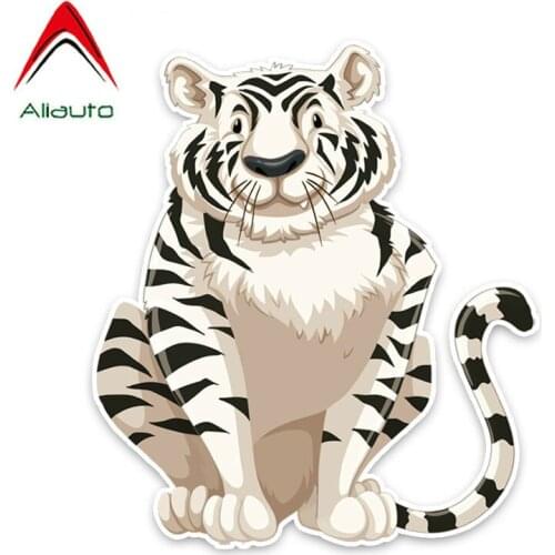 Aliauto Cartoon Car Sticker Lovely White Tiger Automobiles Motorcycles Accessories Vinyl Decal for Peugeot Volvo Honda,14cm*13cm