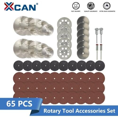 XCAN Mini Circular Saw Blade Set 65pcs Metal Wood Cutting Discs Resin Cut-Off Wheels Metal Saw Blade for Dremel Rotary Tool