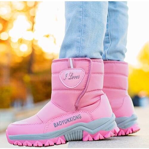 New 2020 Children Snow Boots Kids Ice Claw Shoes Boys Winter Boots Thick Fur Waterproof Non-slip Girls Winter Shoes