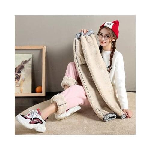 GOOHOJIO 2020 New Ankle-Length Thicken Trousers Female Autumn Winter High Waist Casual Pants Women Plus Velvet Women Sweatpants