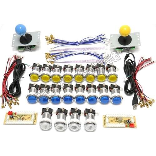 New Arcade Zero Delay USB Encoder DIY KIT for 2 Players arcade Cabinet with PC Rasberry Silver plated button Sanwa Joystick