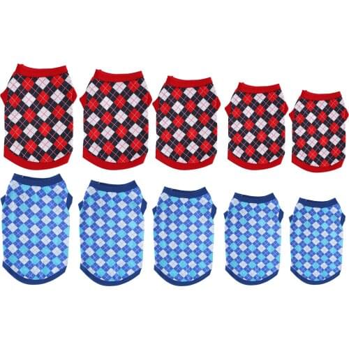 Dog Clothes Coat Pet Pig Spring Summer Sleeveless T-Shirt Pet Vest Sweatshirt Rhombus Pattern Clothes Warm Soft Cotton