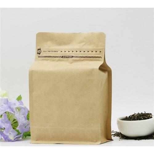 Wholesale 10pcs 1/2 pound kraft paper ziplock bag coffee beans tea packaging bag eight side seal zipper bag