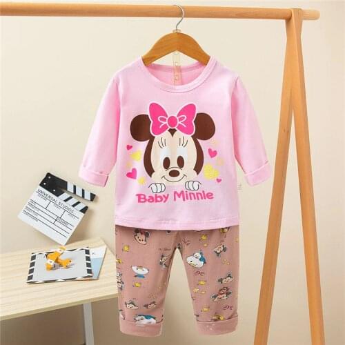 Disney Baby Boy Cotton Pajamas Girl Fall Clothes Cute Mickey Nightwear Sofia Pijamas 1 To 11 Years Kids Long Sleeves Outfits
