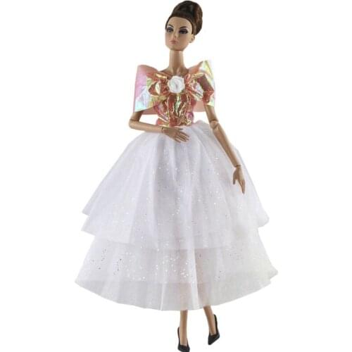 1/6 BJD Doll House Accessory Fashion Pink White Party Gown For Barbie Outfits Dresses Vestido Clothes Princess Costumes Kids Toy