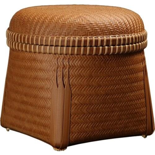 Chinese Style Handmade Woven round Mouth Square Bottom Box with Vintage Boutique Tea Ceremony Storage Box Dried Fruit Box