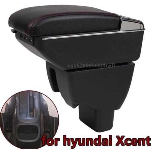 For hyundai Xcent armrest box Rotatable Center Centre Console Storage Box with cup holder ashtray USB interface products accesso