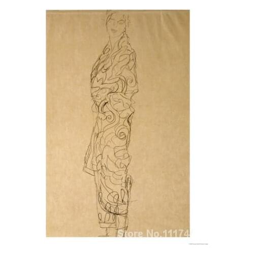 Portrait paintings Woman in a Kimono Gustav Klimt art oil on canvas High quality Hand painted