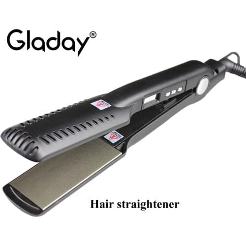 Gladay Professional LCD Hair Straightener 1.6inch Heater Dual Voltage Hair Straightener