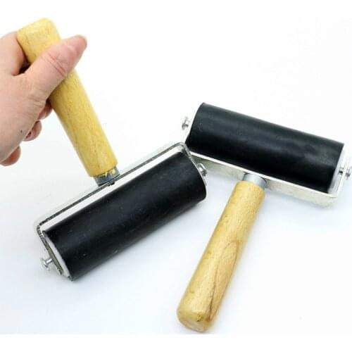 Large 10cm Ink wood handle rubbing roller for printmaking Childrens tool brush embossing Educational toys for children