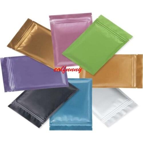 Pink/Gold/Green/black color Metallic Mylar ziplock bags flat bottom Black Aluminum foil small zip lock plastic bags F052207