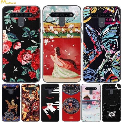 For LG K41S Case LGK41S K 41S LMK410 Silicone Cover For LG K51S LGK51S LMK510 51S Phone Cases 3D Paint Rose Flowers Iron Tower