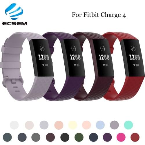 Ecsem Smart Watch Strap For Fitbit Charge 4 Band TPU Loop Band Sport Replacement Bracelet Fashion Ladies Wristband