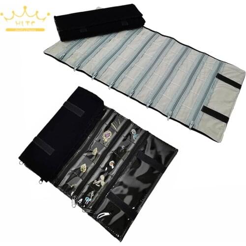 Jewelry Roll Bag Zipper 40 Pocket Jewelry Storage Organizer Holder Earring Bag Pouch Display Transparent for Small Accessories