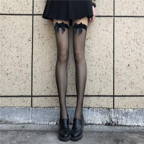 Spring and summer sexy hollow bow fishnet stockings stockings outside wearing socks with feet black stockings stockings
