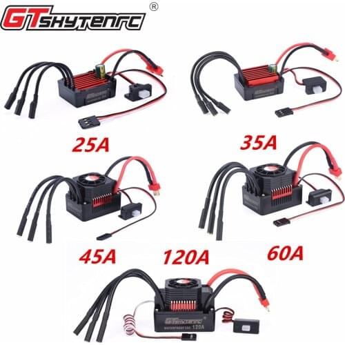 Waterproof GTSKYTENRC 25A 35A 45A 60A 80A 120A 150A ESC Brushless Senseless Speed Controller for 1/8 1/10 1/12 1/20 RC Car