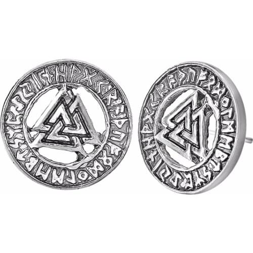 Odin Asatru Triangle Stud Earrings Viking Runes Vintage Jewelry Geometry Symbol Norse Valknut Rune Women Earring Gift