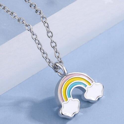 KOFSAC Sweet Rainbow Cloud Necklace For Women Jewelry 925 Sterling Silver Pendant Clavicle Chain Cute Girl Birthday Present
