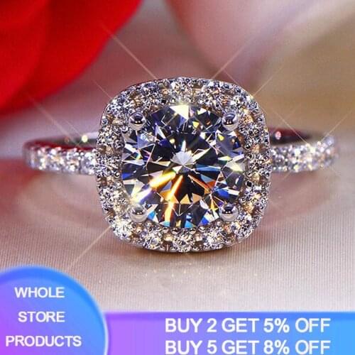 Yanleyu Sparkling Female Promise Ring 925 Sterling Silver Square AAAA CZ Wedding Rings for Women Bridal Party Jewelry PR431