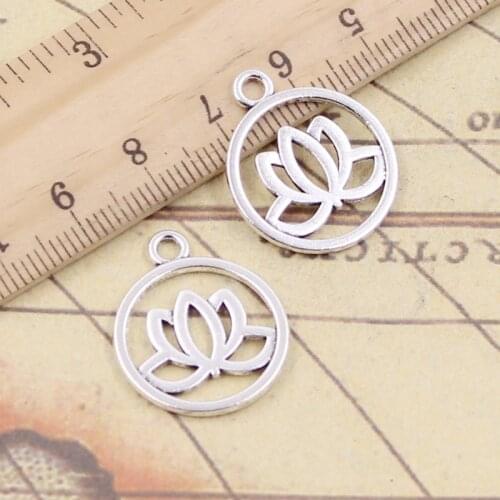 20pcs Charms Lotus Flower 23x20mm Tibetan Bronze Silver Color Pendants Antique Jewelry Making DIY Handmade Craft