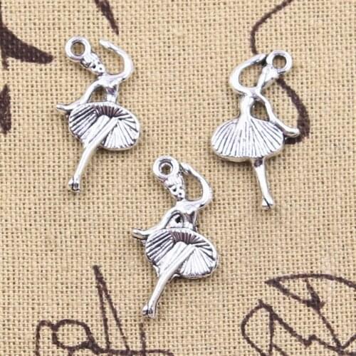 20pcs Charms ballet dancer girl 25x13mm Antique Silver Color Pendants DIY Crafts Making Findings Handmade Tibetan Jewelry
