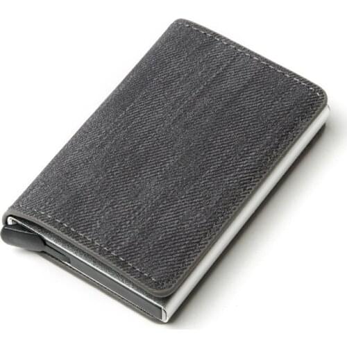 2020 Business ID Credit Card Holder Men and Women Metal RFID Vintage Aluminium Box PU Leather Card Wallet Note Carbon #15