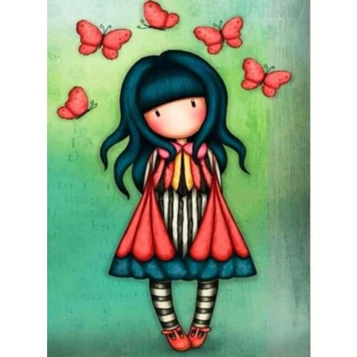 5D Diy Diamond Painting Kits Portrait Cartoon Little Girl Full Round Dirll Poured Glue Embroidery Mosaic Kit Handmade