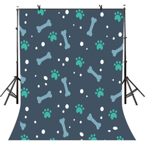 5x7ft Gray Backdrop Gray Series Bone Footprints Pet Photography Background and Studio Photography Backdrop Props