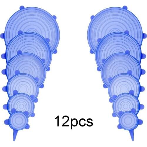 6/12pcs Silicone Stretch Lids Universal Lid Silicone Bowl Pot Lid Silicone Cover Pan Cooking Food Fresh Bowl Cover Kitchen