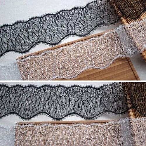 6M/lot 10cm width White Black Embroidered Lace Ribbon for Garments Hometexile Curtain Decors DIY Black lace trims Accessories