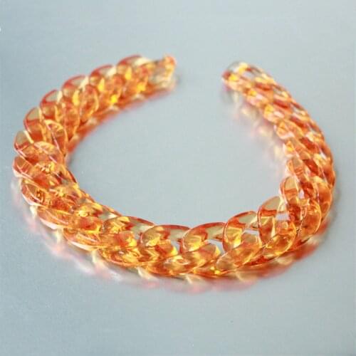 80pcs Transparent Orange Acrylic Curb Chain Links,Clear Plastic Curb Chain Links, Open Link per Size 23mmx16mm SC014