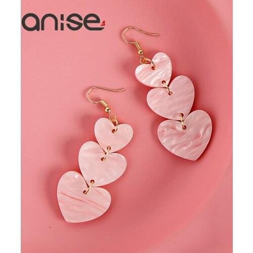 Anise Heart Acrylic Long Earrings Big Small Love Tassel Drop Earrings For Woman Fashion Banquet Party Oorbellen Jewelry Gifts