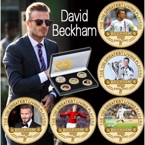 English Soccer Star Gold Plated Commemorative Coins In Coin Holder Collectibles UK Football Challenge Coin Sports Souvenir Gifts