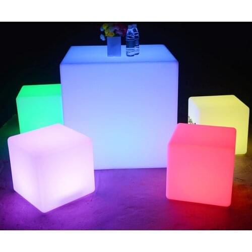 LED RGB Bar Stool 16 COLORS CHANGE Cube SEAT CORELESS Outdoor Luminous Furniture Remote Control Colorful Sidestool CUBE STOOL