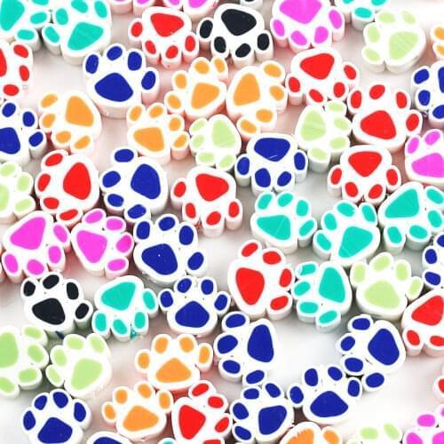 Dog Footprints Beads Polymer Clay Spacer Loose Beads for Jewelry Making Bracelet DIY Necklace Accessories 30pcs 10mm