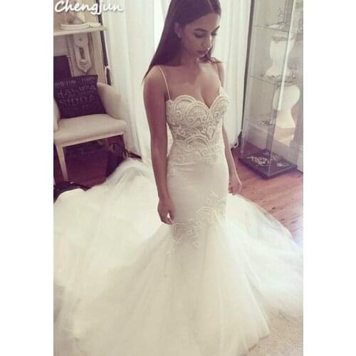 Chengjun Hongkong Hot Latest Bridal Modest Trumpet Wedding Dresses