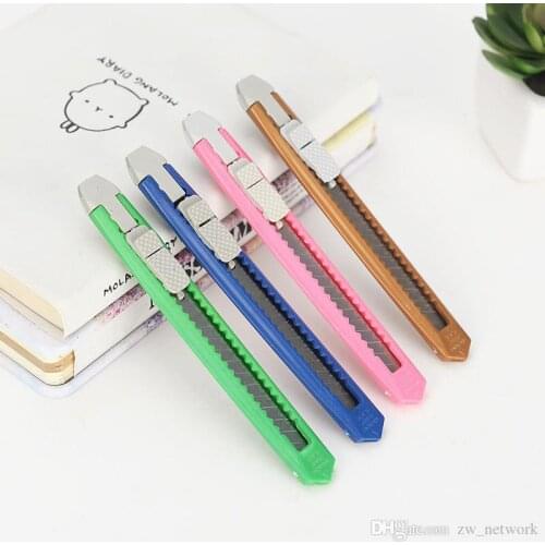 DHL Candy colors mini Utility Knife multifunction Art Cutter Students Paper Snap Off Retractable Razor Blade Knife Stationery Co