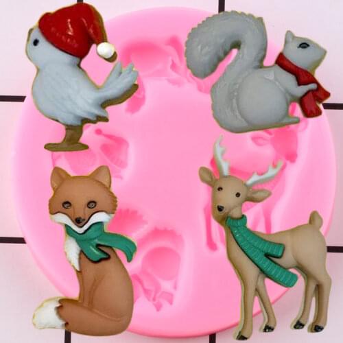 DIY Woodland Creatures Silicone Molds Fox Deer Birds Squirrel Candy Chocolate Mould Cupcake Topper Fondant Cake Decorating Tools
