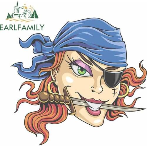 EARLFAMILY 13cm x 12.4cm for Pirate Car Sticker Vinyl Waterproof Scratch-proof Window Suitcase Decoration Custom Printing Decal