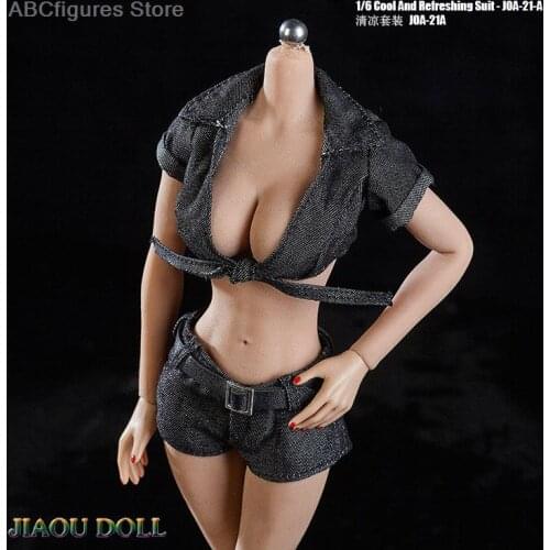 1/6 Scale Female Fashion Women Clothes T-shirt Model Toys Wide Collar Short Top Fit 12'' Female PH TBL Action Figure Body