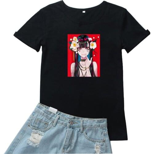 Harajuku Girl Print Women Tshirt Japan Style Graphics Camiseta Mujer Short Sleeve Tshirt Women Aesthetic Clothes Women T-shirts