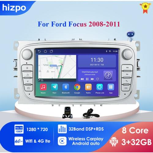 Hizpo Car Multimedia player Android 10 GPS Autoradio 2 Din For FORD/Focus/Mondeo/S-MAX/C-MAX/Galaxy stereo video swc dvr usb dtv