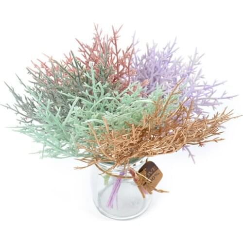 Artificial Flower Bouquet Rime Pine Fake Plants for Christmas Tree New Year Decoration DIY Wreath Craft Wedding Home Decor