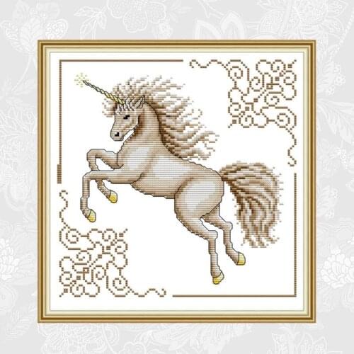 Unicorn Paintings Cross Stitch DA367 Printed Canvas DIY Hand Made Embroidery Sets for Needlework DMC Cotton Thread Crafts