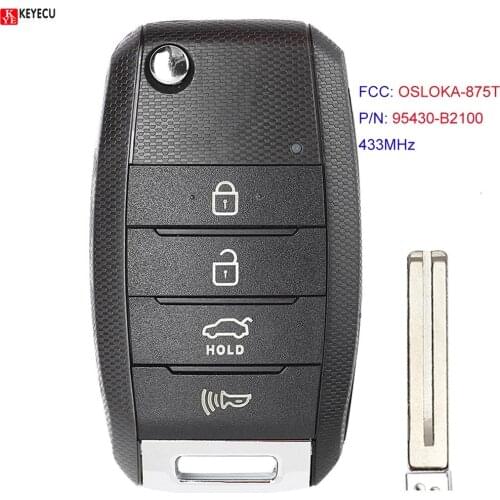 KEYECU for Kia Soul 2014 2015 2016 2017 2018 2019 Remote Key Fob 433MHz FCC ID: OSLOKA-875T P/N: 95430-B2100